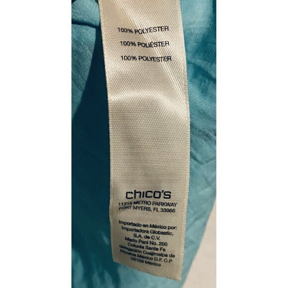 Chicos 3 Womens XL 16 Button Front Flap Pockets Short Sleeve Silky Textured - Picture 6 of 9
